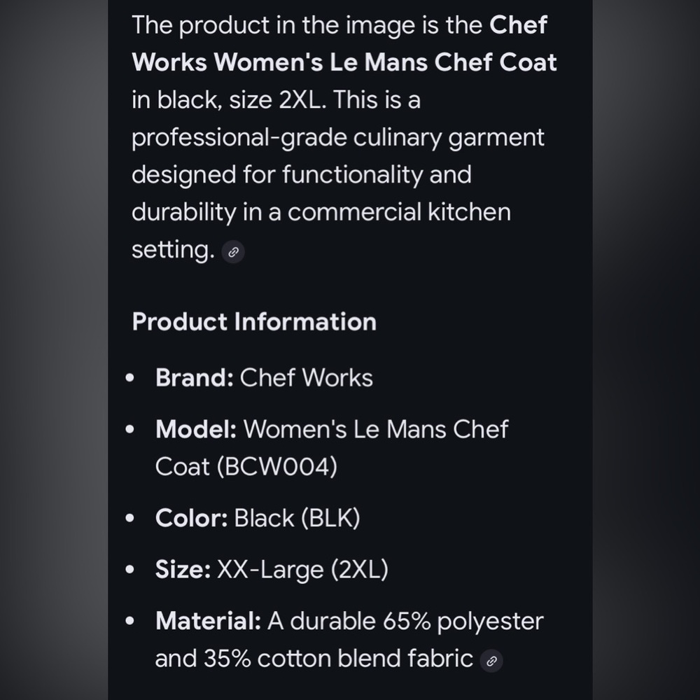 Chef Works Women's Le Mans
Chef Coat - black XX-Large - Picture 13 of 14